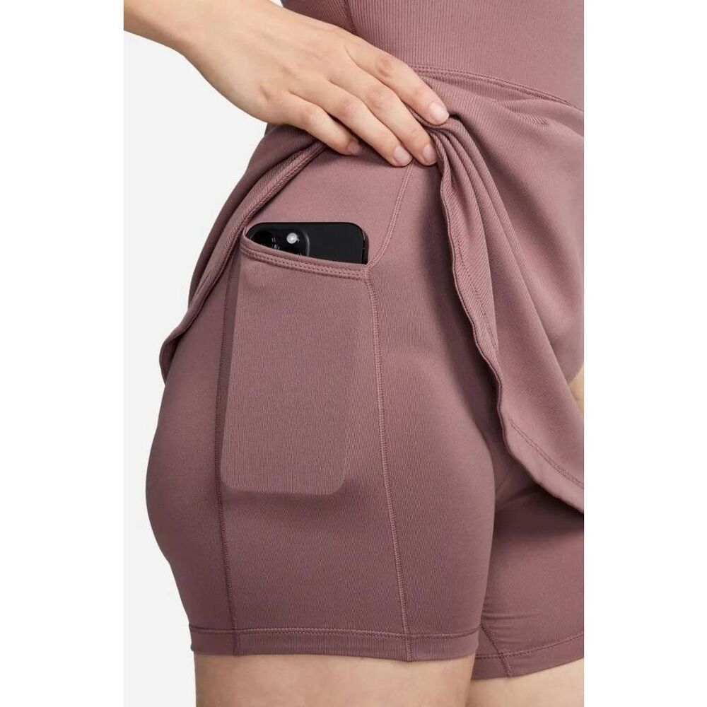 18. Nike MAUVE NWT Dri-FIT One Scoop Neck Ribbed Dress Romper - Picture 7 of 10